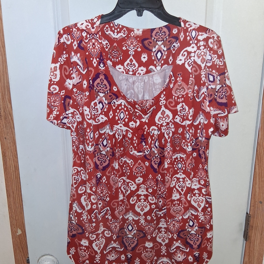 Red Cut Out Short Sleeve Blouse